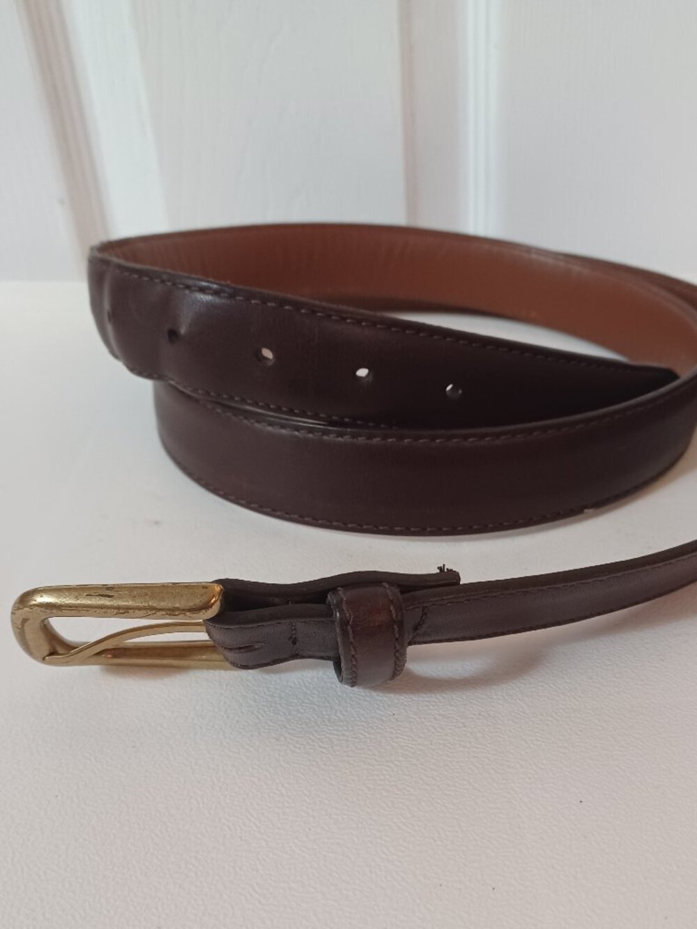 L.L. Bean Men's Brown Full Grain Leather Belt Size 48 Made in USA-RN 71341